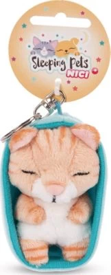 NICI Schlüsselanhänger Sleeping Pets Katze 8cm Braun